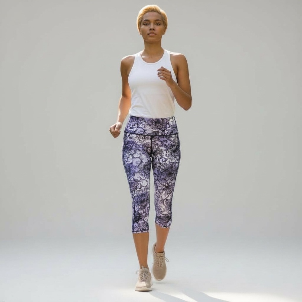 Lululemon Fast Free Crop II *Nulux 19" Hanakotoba Starlight Multi size 4